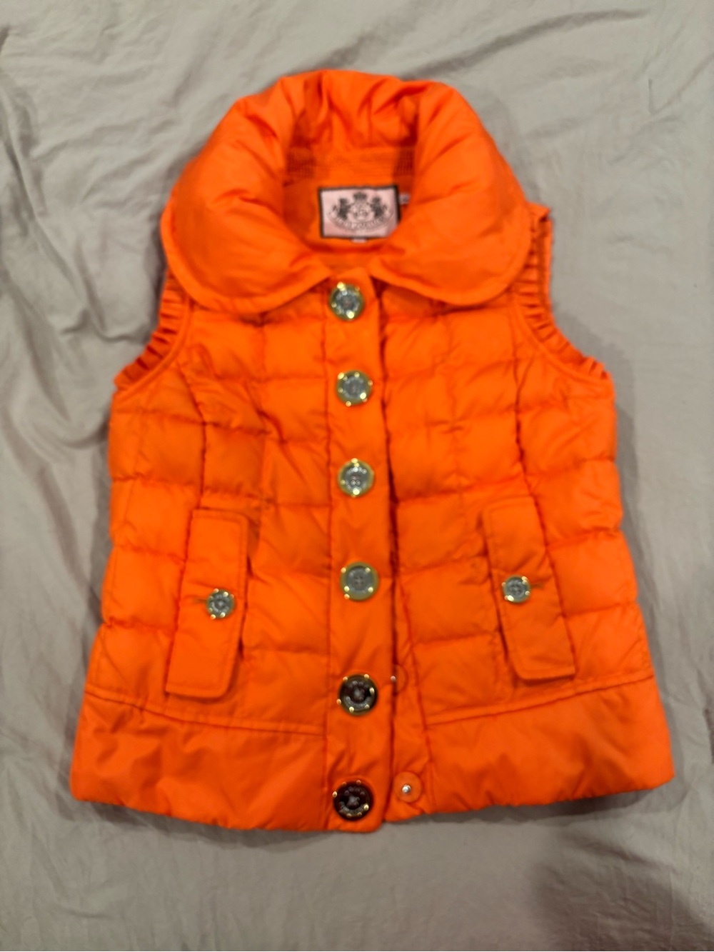 Juicy Couture Orange Quilted Puffer Vest